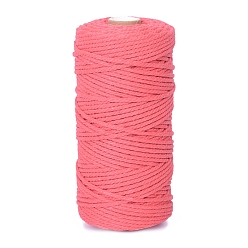 Salmon 100M Round Cotton Braided Cord, for DIY Handmade Tassel Embroidery Craft, Salmon, 3mm, about 109.36 Yards(100m)/Roll
