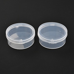 Plastique Boîte de rangement en plastique pp, rond avec couvercle siamois, pour le maquillage en magasin, 6.7x6.5x6x2.6 cm