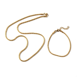 Oro Chapado de iones (ip) 304 pulseras y collares de cadena de eslabones de acero inoxidable, conjunto de joyas para hombres mujeres, dorado, 17-5/8 pulgada (44.7 cm), 6-5/8 pulgada (16.9 cm), 2 PC / sistema