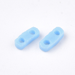 Bleu Ciel Clair 2 - perles de rocaille en verre opaque, rectangle, lumière bleu ciel, 4.5~5x2x1~1.5mm, Trou: 0.5~0.8mm