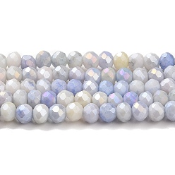Slate Blue Faceted Electroplated Glass Beads Strands, AB Color Plated, Rondelle, Slate Blue, 4x3mm, Hole: 0.9mm, about 112pcs/strand, 16.14''(41cm)