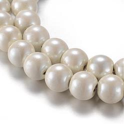 Ivoire Magnétiques brins de perles d'hématite synthétique, peint à la bombe, Grade a, ronde, blanc crème, 8mm, Trou: 1mm, Environ 55 pcs/chapelet, 15.7 pouce (40 cm)