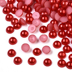 Red 10000pcs ABS Plastic Imitation Pearl Cabochons, Half Round, Red, 4x2mm