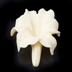 Beige Perles de corail synthétiques, teint, fleur, beige, 44~45x33~34x13mm, Trou: 1.2mm