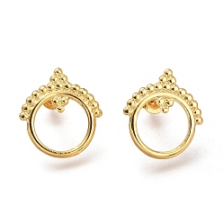 Golden 304 Stainless Steel Stud Earrings, with Ear Nuts, Ring, Golden, 16x15.3x2mm, Pin: 0.7mm