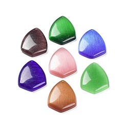 Mixed Color Cat Eye Pendants, Triangle Charms, Mixed Color, 45.5x35x7.5mm, Hole: 1.4mm