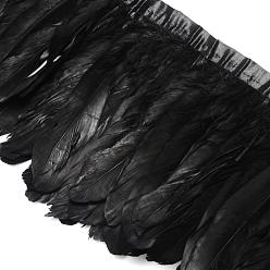 Noir Oies des accessoires de mode de costumes de plumes chiffon brin, noir, 100~180x38~62 mm, environ 2 m / sac