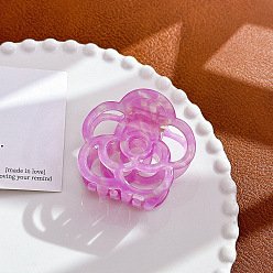 Violet Hollow Flower Shape Cellulose Acetate Claw Hair Clips, Hair Accessories for Women and Girls, Violet, 56x53x40mm
