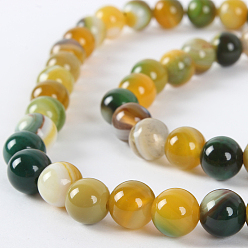 Yellow Green Natural Gemstone Agate Round Bead Strands, Dyed, Yellow Green, 6mm, Hole: 1mm, about 63pcs/strand, 15.35 inch