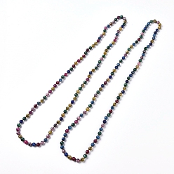 Джаспер Кунжут Окрашенные натуральные кунжутные яшмы / киви яшмы ожерелья из бисера, с нейлоновым шнуром, 35 дюйм (89 см)