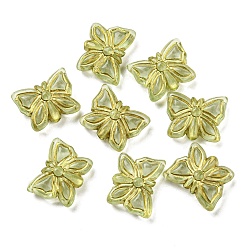 Pale Goldenrod Plating Transparent Acrylic Beads, Golden Metal Enlaced, Butterfly, Pale Goldenrod, 11x14.5x5mm, Hole: 1.8mm, 740pcs/500g