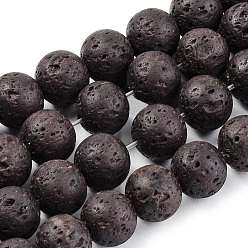 Coconut Brown Synthetic Lava Rock Beads Strands, Dyed, Round, Coconut Brown, 8~8.5mm, Hole: 1.8mm, about 47pcs/strand, 14.96 inch(38cm)