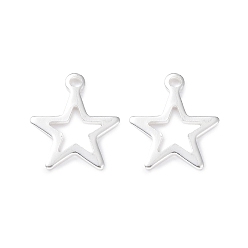 Silver 304 Stainless Steel Charms, Star, Silver, 14.5x12.5x0.7mm, Hole: 1.4mm