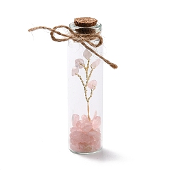 Cuarzo Rosa Mini botellas de deseos con cuentas de cristal y piedra natural, con alambre de cobre, para hacer joyas diy decoración del hogar, 22x84 mm