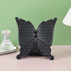 Negro Expositores de pendientes de plástico de mariposa, Estante organizador de joyas de mariposa para guardar pendientes., negro, 15x18 cm