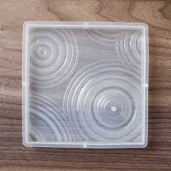 White DIY Square Ripple Effect Display Base Silicone Molds, Resin Casting Molds, for UV Resin, Epoxy Resin Craft Making, White, 131x131x15.5mm, Hole: 5mm, Inner Diameter: 121x121mm