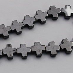 Noir Non-magnétiques perles d'hématite synthétique brins, Grade a, croix grecque, noir, 10x10x4mm, Trou: 1mm