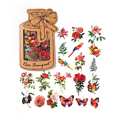 Красный 60 шт. 20 стили декоративные наклейки с цветами и бабочками для домашних животных, для скрапбукинга, дневник путешествий, красные, упаковка: 140x75мм, 3 шт / стиль