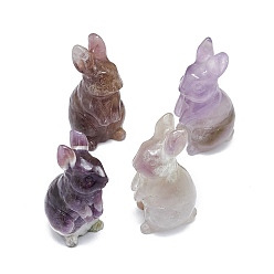 Amethyst Natural Amethyst Sculpture Display Decorations, for Home Office Desk, Rabbit, 17~19x17~18.5x32~37mm