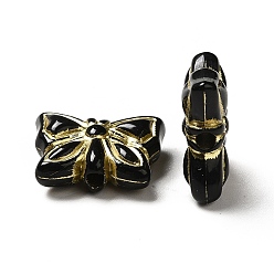 Черный Uv акриловые покрытия бусины, золотой металл обвитыми, бабочка, чёрные, 11x14.5x5 мм, отверстие : 1.8 мм, Около 740 шт / 500 г