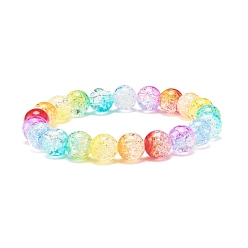 Coloré Bracelet extensible en perles rondes en acrylique arc-en-ciel pour femme, colorées, perles: 10 mm, diamètre intérieur: 2-1/4 pouce (5.8 cm)