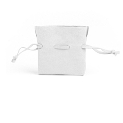 WhiteSmoke Rectangle Microfiber Leather Jewelry Drawstring Gift Bags for Earrings, Bracelets, Necklaces Packaging, WhiteSmoke, 7x7cm