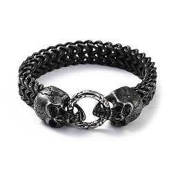Черный Цвет Металла 304 браслеты-цепочки в виде елочки из нержавеющей стали для мужчин и женщин, металлический черный , 8-1/2 дюйм (21.6 см) x 1.2 см