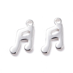 Silver 201 Stainless Steel Charms, Musical Note, Silver, 12x7.5x1mm, Hole: 1mm