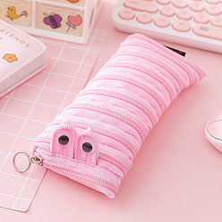 Pearl Pink Polyester Cloth Storage Pen Bags, with Zip Lock,  Office & School Supplies, Inchworm-shaped, Pearl Pink, 210x90mm