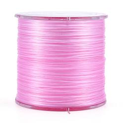 Perlas de Color Rosa Cuerda de cristal elástica plana, hilo de cuentas elástico, para hacer la pulsera elástica, rosa perla, 0.5 mm, aproximadamente 328.08 yardas (300 m) / rollo
