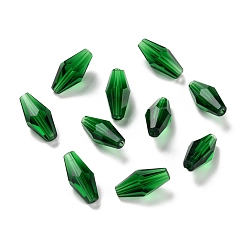 Verde Perlas de vidrio transparentes, facetados, bicono, verde, 16x8 mm, agujero: 1 mm