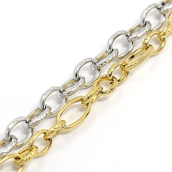Mixed Color Fashionable 304 Stainless Steel Figaro Cable Chain Bracelets, with Lobster Claw Clasps, Mixed Color, 8-1/4 inch(210mm), 6~7mm