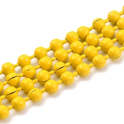 Amarillo Cadenas de bolas de latón hechas a mano, soldada, con carrete, amarillo, 3 mm, 32.8 pies (10 m) / rollo