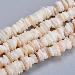 White Natural Freshwater Shell Beads Strands, Shell Shards, Disc, White, 6~10x5~7x1.5~2.5mm, Hole: 1.2mm, about 190pcs/strand, 15.75 inch(40cm)