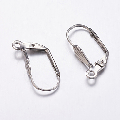 Stainless Steel Color 304 Stainless Steel Leverback Earring Findings, with Loop, Stainless Steel Color, 19x11x4.5mm, Hole: 1.6mm, Pin: 1mm