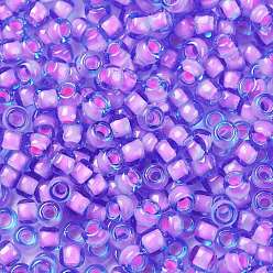 (937) Inside Color Aqua/Bubble Gum Pink Lined TOHO Round Seed Beads, Japanese Seed Beads, (937) Inside Color Aqua/Bubble Gum Pink Lined, 8/0, 3mm, Hole: 1mm, about 1110pcs/50g