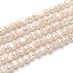 Bisque Natural Cultured Freshwater Pearl Beads Strands, Potato, Bisque, 4x4~5mm, Hole: 0.5mm, about 84pcs/strand, 13.78 inch(35cm)