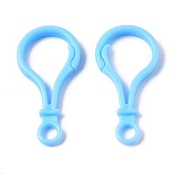 Light Sky Blue Opaque Solid Color Bulb Shaped Plastic Push Gate Snap Keychain Clasp Findings, Light Sky Blue, 51x25x5.5mm, Hole: 6mm