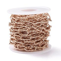 Rose Gold 304 Stainless Steel Paperclip Chains, Faceted, with Spool, Unwelded, Rose Gold, 17x7x1.5mm, about 16.40 Feet(5m)/Roll