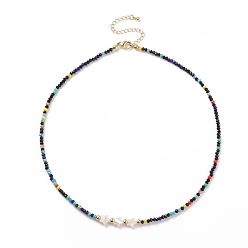 Colorido Collar de cuentas de cristal y estrella de concha para mujer, colorido, 17.09 pulgada (43.4 cm)