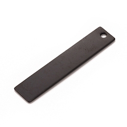Черный Цвет Металла 304 подвески из нержавеющей стали, штамповка пустой метки, прямоугольник / бар, металлический черный , 40x8x0.8 мм, отверстие : 2 мм
