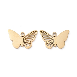Golden 201 Stainless Steel Charms, Hollow, Butterfly Charms, Golden, 12x18x1mm, Hole: 1.5mm