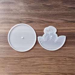 White DIY Island Scenery Clock Silicone Molds, Resin Casting Molds, for UV Resin & Epoxy Resin Craft Making, White, 147~168x166~168x10mm, Hole: 8~8.8mm, 2pcs/set