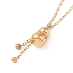 Golden Ion Plating(IP) 304 Stainless Steel Gourd Pendant Necklace for Women, Golden, 16.14 inch(41cm)