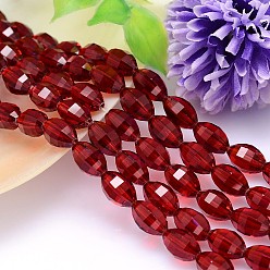 Rouge Foncé Imitation facettes ovale cristal autrichien rangées de perles, grade de aaa, rouge foncé, 13x10mm, Trou: 0.9~1mm, Environ 30 pcs/chapelet, 15.7 pouce