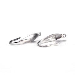 Stainless Steel Color 304 Stainless Steel Earring Hooks, with Vertical Loop, Stainless Steel Color, 20x9x4.5mm, 5 Gauge, Hole: 1.4mm