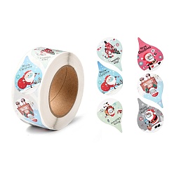 Santa Claus Christmas Theme Teardrop Roll Stickers, Self-Adhesive Paper Gift Tag Stickers, for Party, Decorative Presents, Santa Claus, 6.3x2.8cm