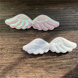 Colorful Laser Cloth Angel Wings Ornament Accessories, Fabric Embossed Iridescent Wings, Craft Wings, for DIY Children's Clothes, Hair Accessories, Colorful, 30x100mm