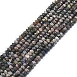 Natural Gemstone Natural Glaucophane Beads Strands, Faceted, Rondelle, 6x4mm, Hole: 1mm, about 85~90pcs/strand, 15.55 inch(39.5cm)