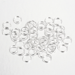 Plata Hierro anillos del salto abierto, plata, 10x1.0 mm, 18 calibre, diámetro interior: 8 mm, Sobre 5600 unidades / 1000 g